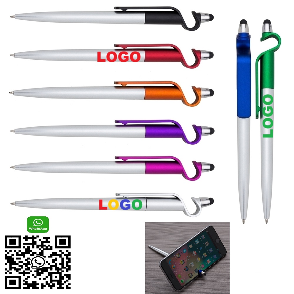  Caneta Plástica Touch com Suporte